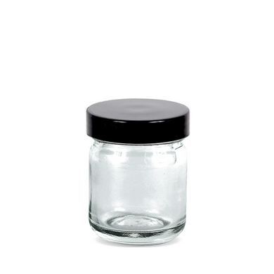 Pinnacle 1oz Glass Jars Bulk with Black Lids