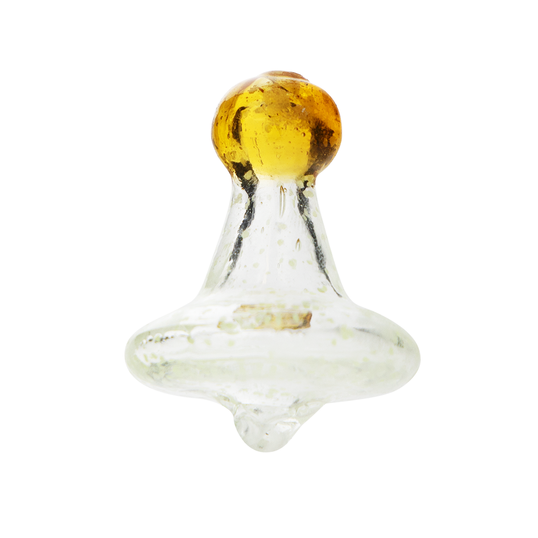 Carb Cap | Glow in the Dark Directional Marble Top Glass Carb Cap | Clear