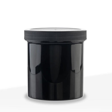 16OZ PLASTIC JAR BLACK WITH 89MM BLACK CAP - 205 CT - KIT