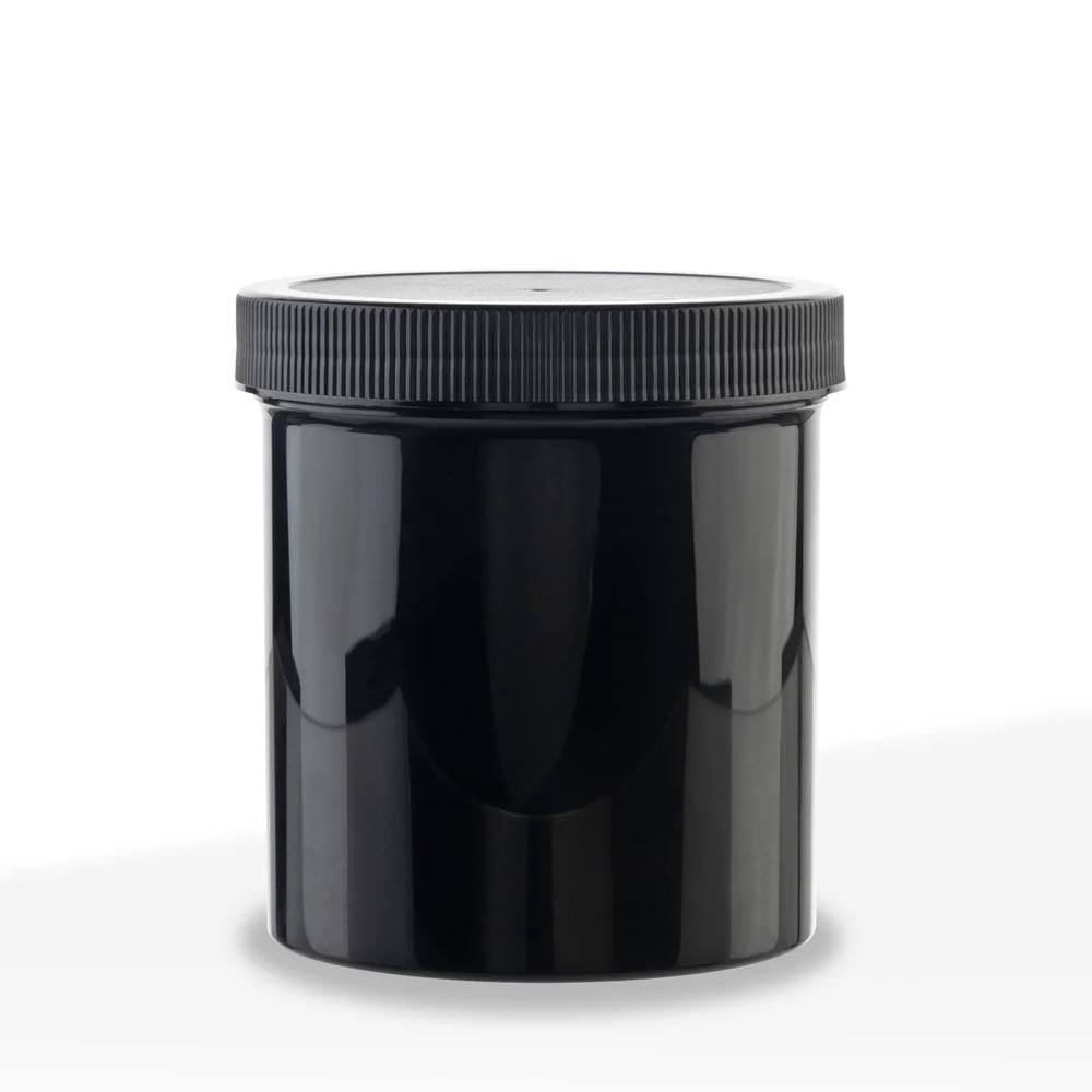 16OZ PLASTIC JAR BLACK WITH 89MM BLACK CAP - 205 CT - KIT