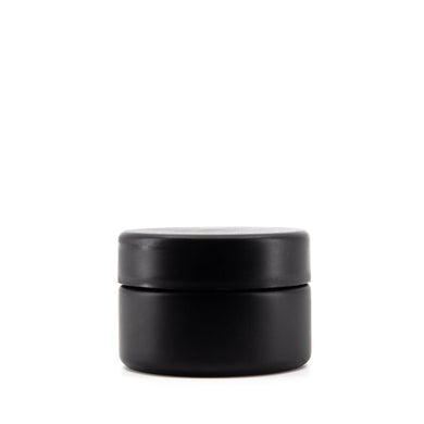 Child Resistant | Straight Sided Glass Jars w/ Flush Caps - Matte Black | 50mm - Various Sizes