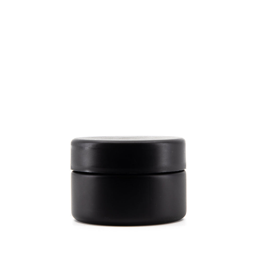 Child Resistant | Straight Sided Glass Jars w/ Flush Caps - Matte Black | 50mm - Various Sizes