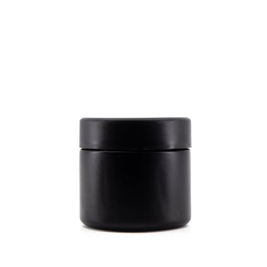 Child Resistant | Straight Sided Glass Jars w/ Flush Caps - Matte Black | 50mm - 2oz - 200 Count