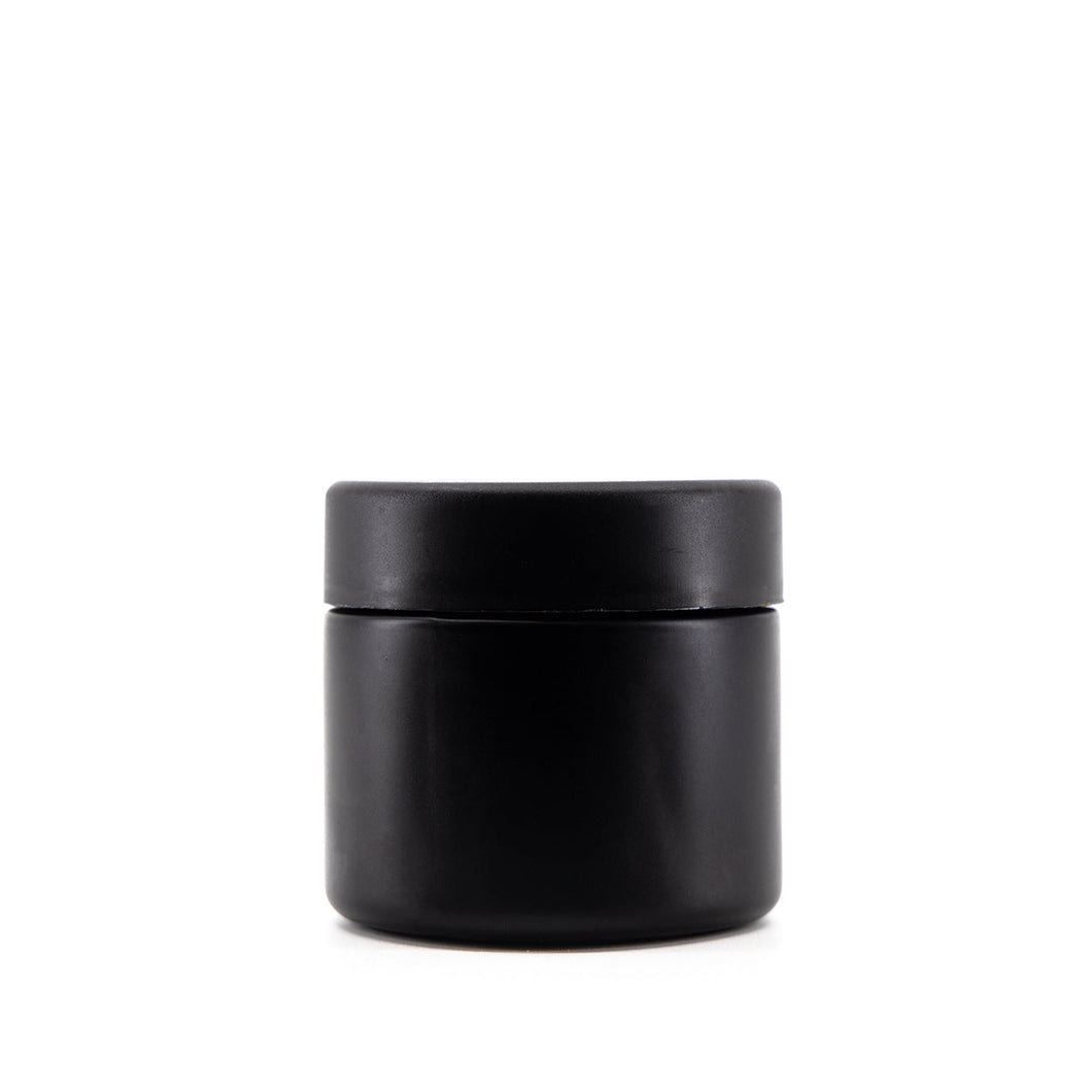 Child Resistant | Straight Sided Glass Jars w/ Flush Caps - Matte Black | 50mm - 2oz - 200 Count
