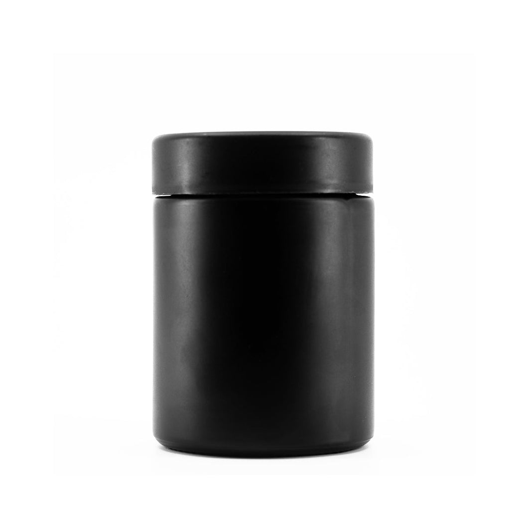 Child Resistant | Straight Sided Glass Jars w/ Flush Caps - Matte Black | 50mm - 4oz - 100 Count