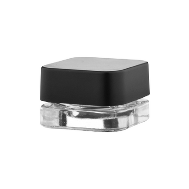 Child Resistant | Square Glass Concentrate Jars w/ Black Caps | 9ml - Clear - 250 Count