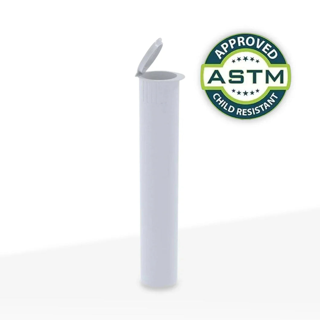 Child Resistant | Pop Top Pre-Roll Plastic Tubes | 116mm - Opaque White - 1000 Count