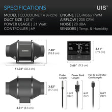 Load image into Gallery viewer, AC Infinity Cloudline T4 4&quot; Inline Fan w/ Controller 69 PRO
