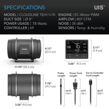 Load image into Gallery viewer, AC Infinity Cloudline T8 8&quot; Inline Fan w/ Controller 69 PRO
