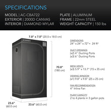 Load image into Gallery viewer, AC Infinity Cloudlab 722 2&#39;x2&#39; Grow Tent - 72&quot; Tall
