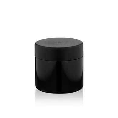 2OZ G.BLACK GLASS JAR + CR CAP - 200 CT