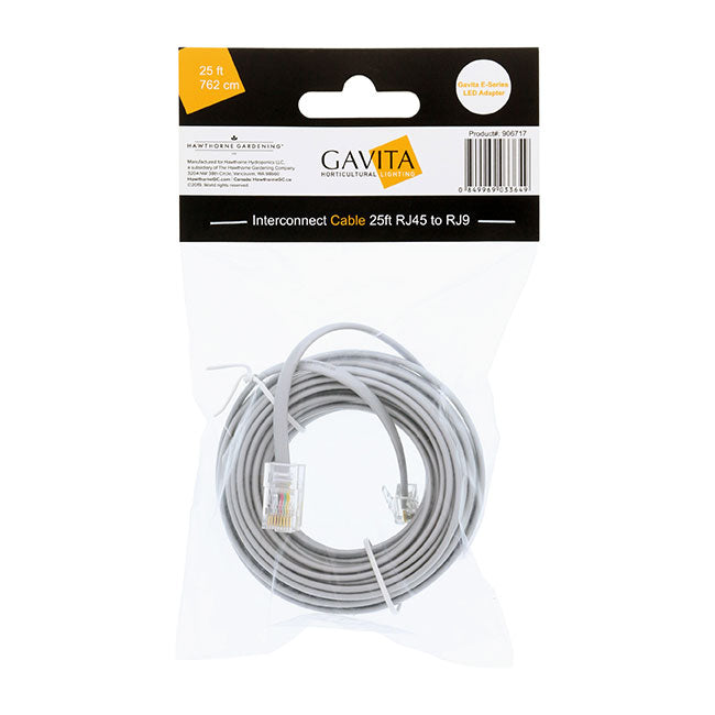 Gavita E-Series LED Adapter Interconnect Cable 25ft Cable RJ45 to RJ9