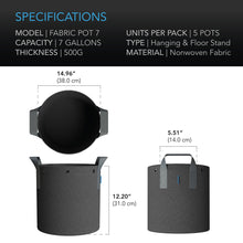 Load image into Gallery viewer, AC Infinity Heavy Duty Fabric Pots 7 gallon - 5 pack
