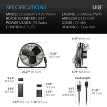 Load image into Gallery viewer, AC Infinity S14 Floor/Wall Fan
