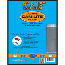 Load image into Gallery viewer, Can-Fan Can-Lite Carbon Filter 4&quot; x 15&quot; / 250 CFM
