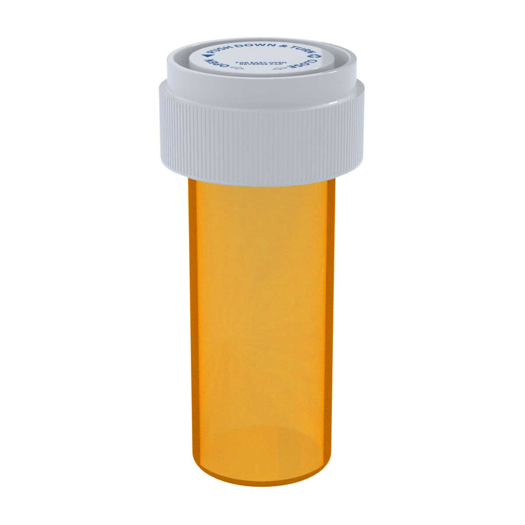 Child Resistant | Transparent Amber Reversible Cap Vials | 8 Dram - 1 Gram - 410 Count
