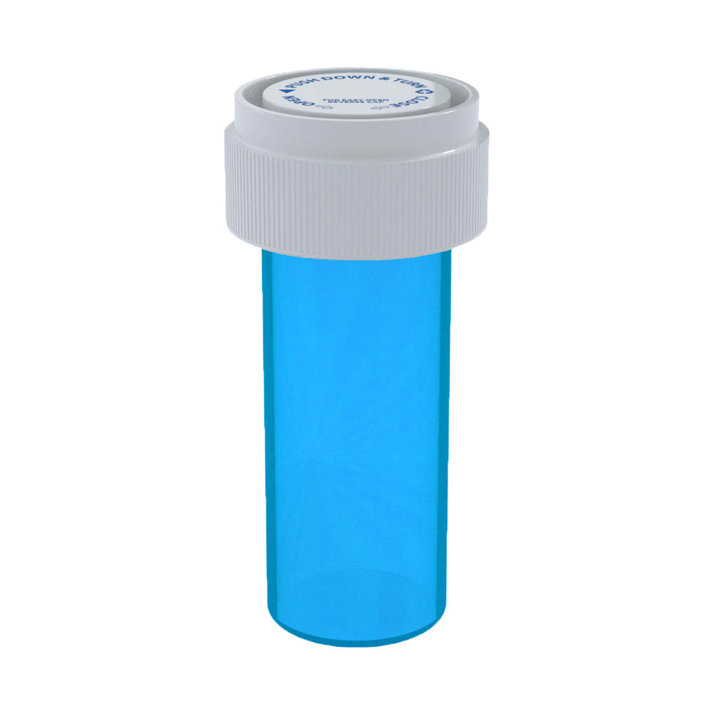 Child Resistant | Translucent Blue Reversible Cap Vials | 8 Dram - 1 Gram - 410 Count