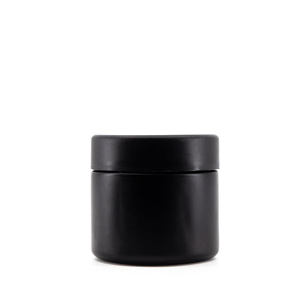 2OZ MATTE BLACK GLASS JAR AND CR CAP – 200 CT