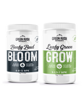 Load image into Gallery viewer, Veg To Harvest Pack: Organic Leafy Green Grow &amp; Beefy Bud Bloom Combo
