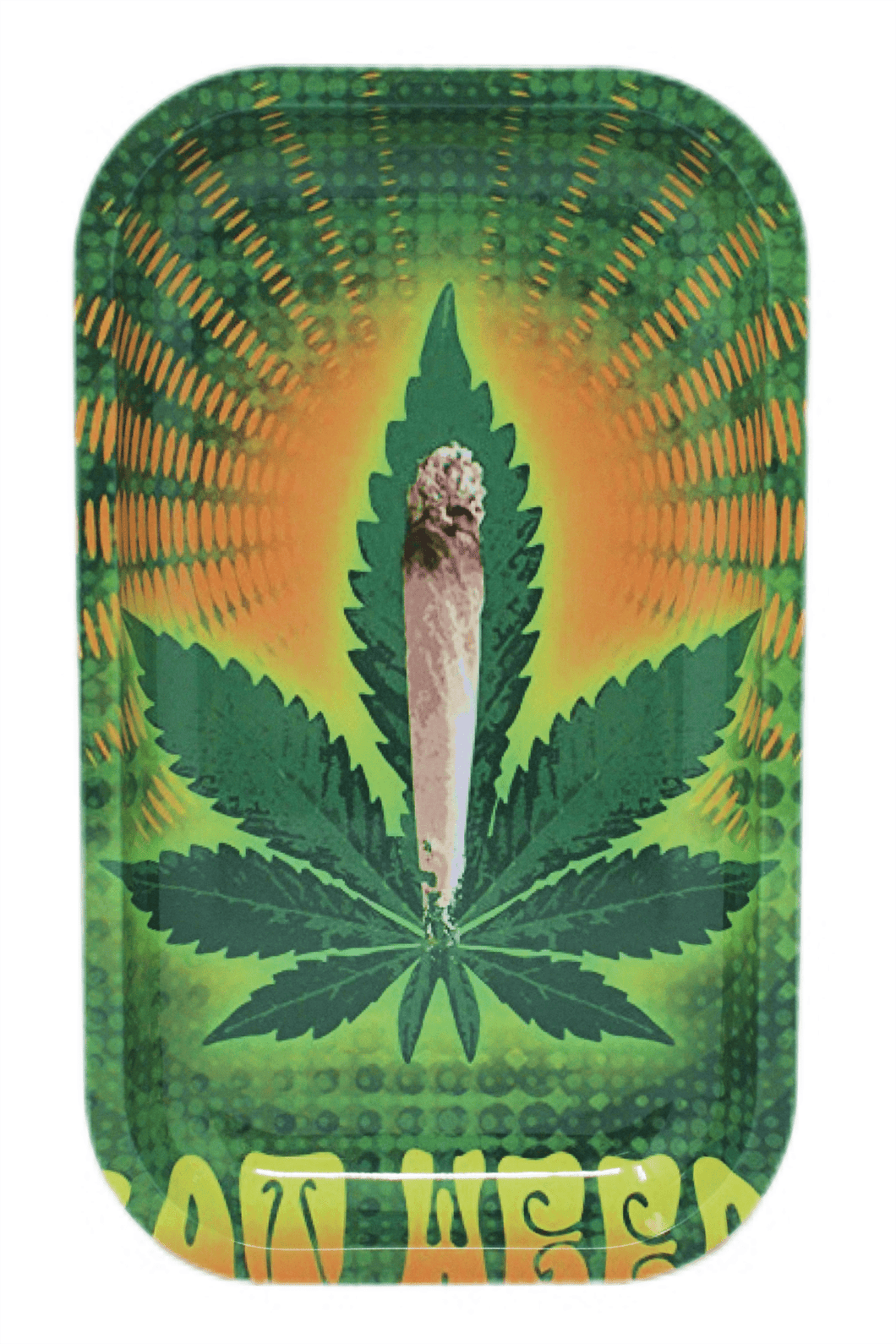 Green Leaf Metal Rolling Tray - Medium - 11