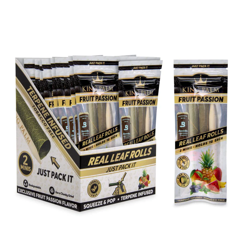 King Palm 2 Mini Rolls Fruit Passion - 20 Packs/Display