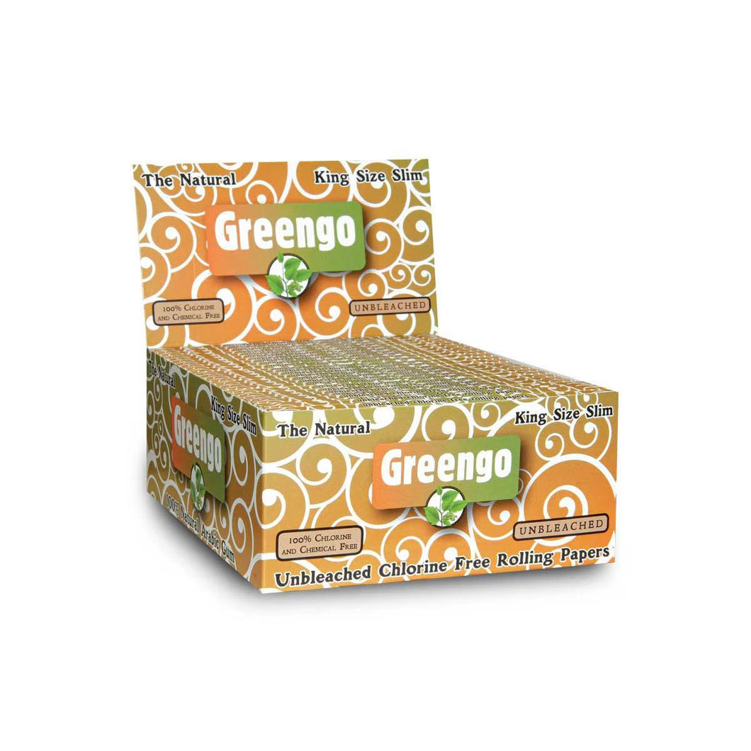Greengo Unbleached King Size Slim Rolling Papers -50 Packs/Box