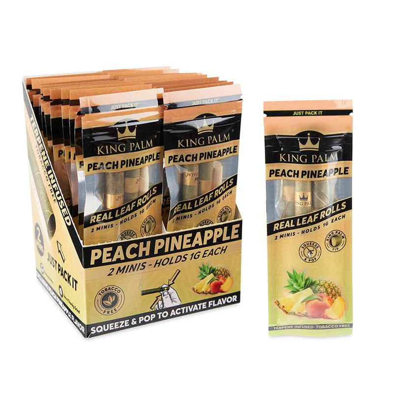 King Palm 2 Mini Rolls Peach Pineapple - 20 Packs/Display