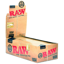 Load image into Gallery viewer, RAW Classic Single Wide Single Window Rolling Papers - 50 Packs/Box
