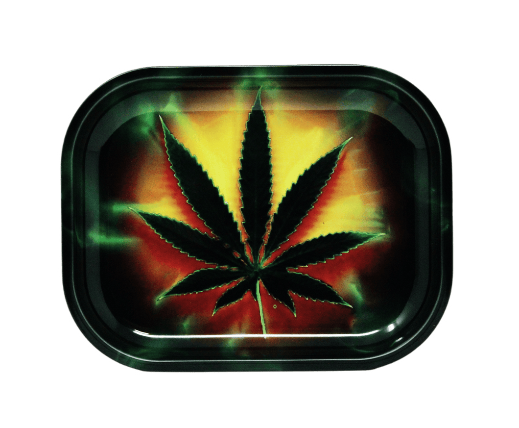 Single Dark Leaf Metal Rolling Tray - 7