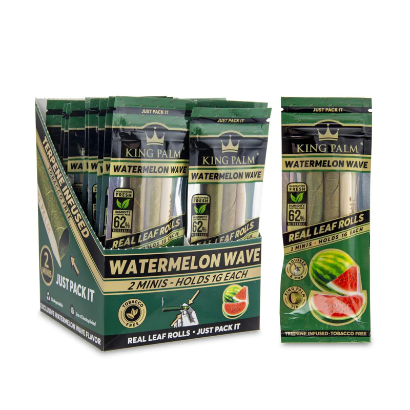 King Palm 2 Mini Rolls Watermelon Wave - 20 Packs/Display