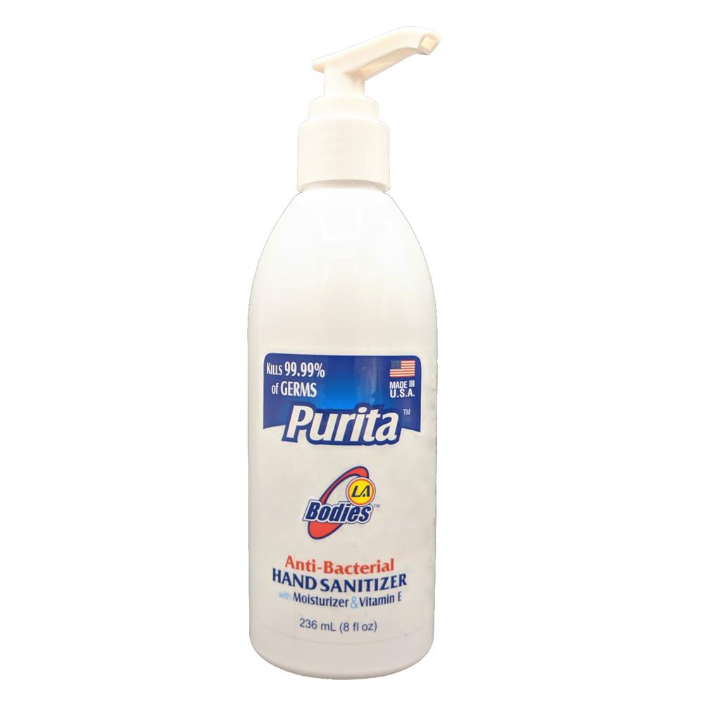 Pure Clean (or Purita) Hand Sanitizer 8oz Bottle 70%/62% Alcohol v/v 
