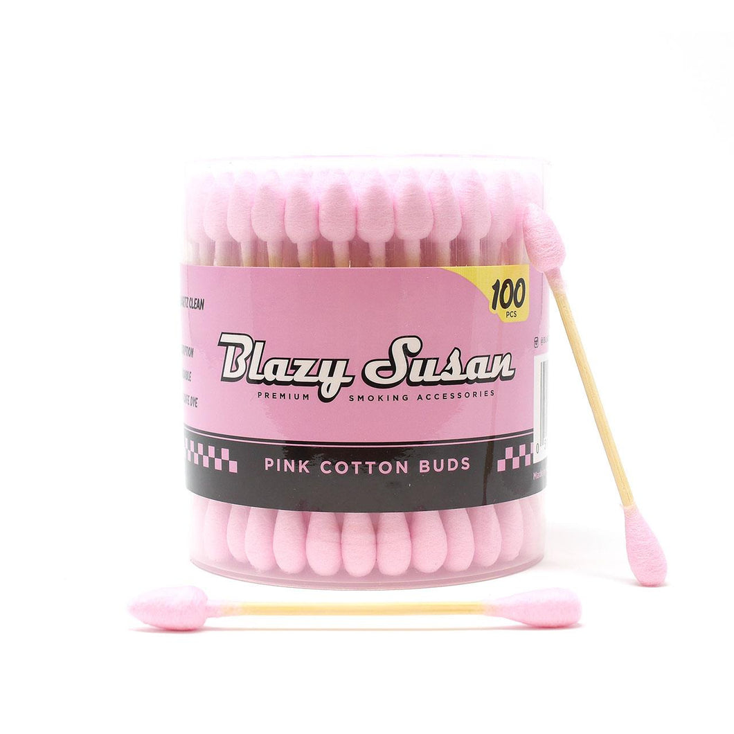 Blazy Susan Pink Cotton Swabs Cleaning Tool For Quartz Bangers Etc. 100/pack