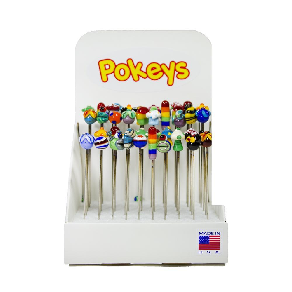 Pokeys Brand Glass Creature / Critter / Character / Animal On End of Metal Poker Asstd